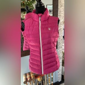 Spyder sleeveless down puffer vest size small pink
